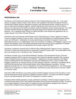 CV for Neil Broom Expert Witness in Computer Forensics Investigations in Kentucky